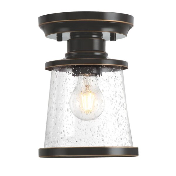 Westinghouse Fixture Ceiling Outdr SemiFlush-Mount 60W Emma Jane 7In Amb Brnz Clear Sd Glass 6113000 - main